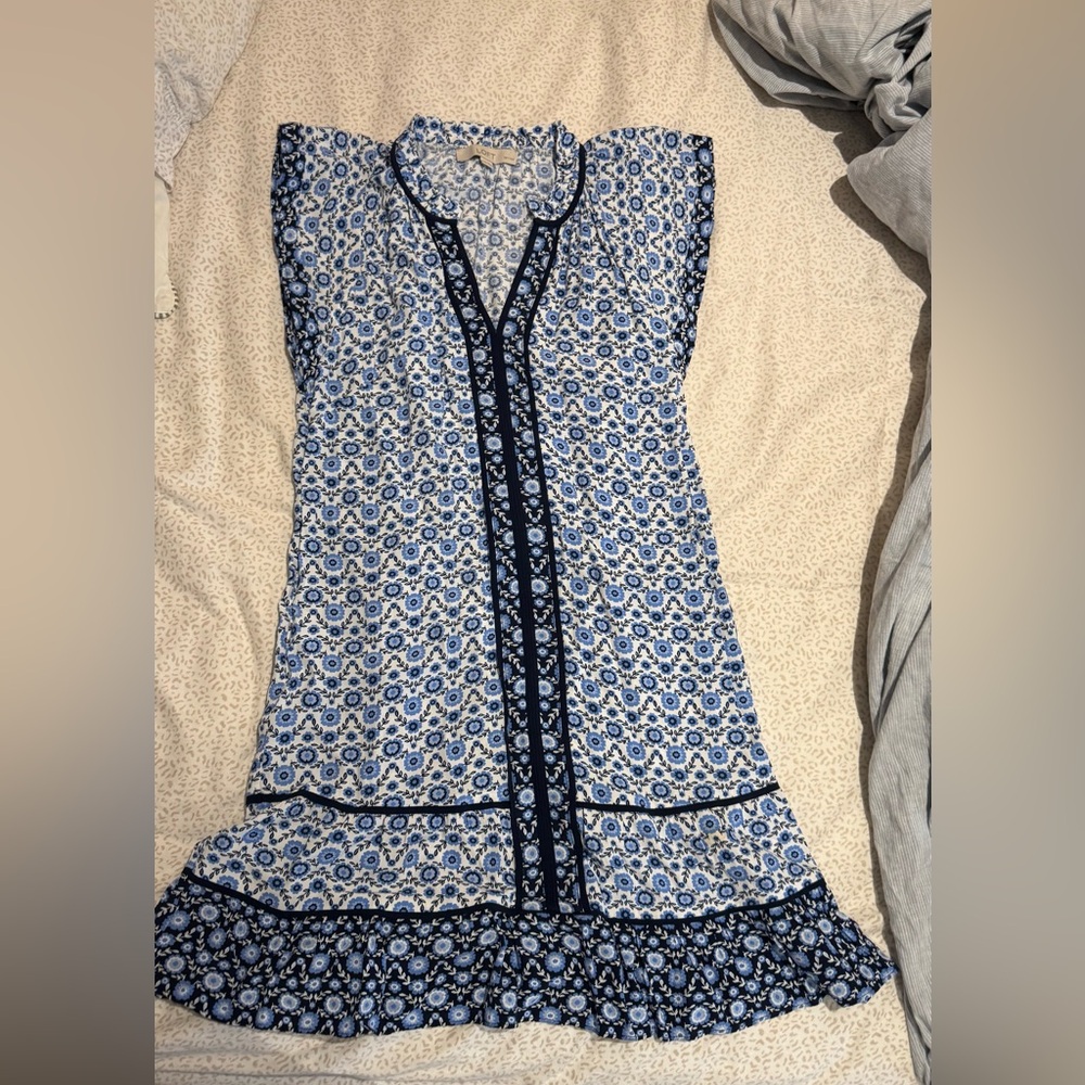 LOFT Blue and White Patterned Dress